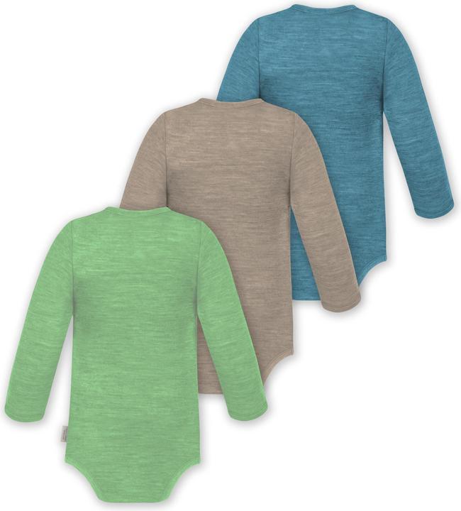 Actual product image Normani 3-pack baby merino bodysuit long sleeve "Auckland" - 9375 (86)
