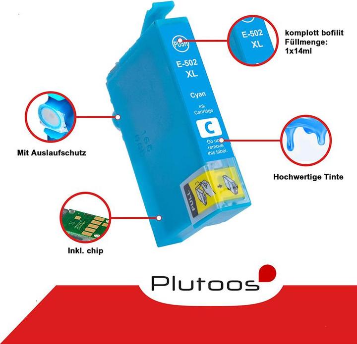 Immagine prodotto Plutoos Cartuccia Epson 502XL XXL compatibile, set di 4 colori (M, Y, C, FC)