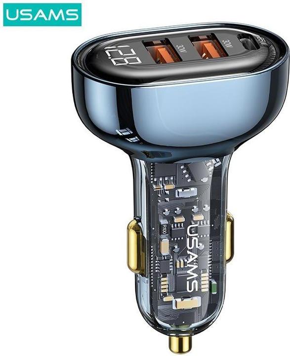 Actual product image Usams Ład. sam. 1xUSB-C 2xUSB-A 125W Fast Charge transparent black CC158CC01 (US-CC158)