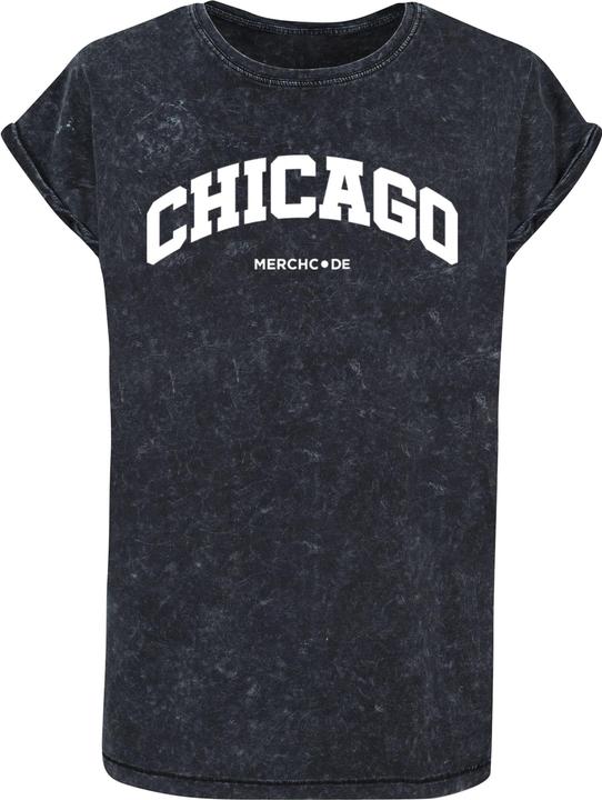 Merchcode Ladies Chicago Wording - Acid Washed T-Shirt - 117981 (L)