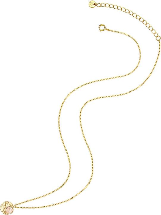 Immagine prodotto Glanzstücke München Catena da donna a cerchio in argento 925, quarzo rosa e oro giallo 40,0 cm di base + 5,5 cm di (Argento, 40 - 45 cm)