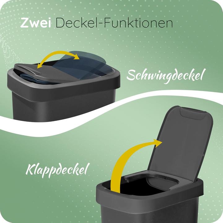 Actual product image Novaliv Mülleimer 10L mit 2in1 Deckel, Klappdeckel & Schwingdeckel, Stilvoller Anti-Geruch Abfalleim (10 l)