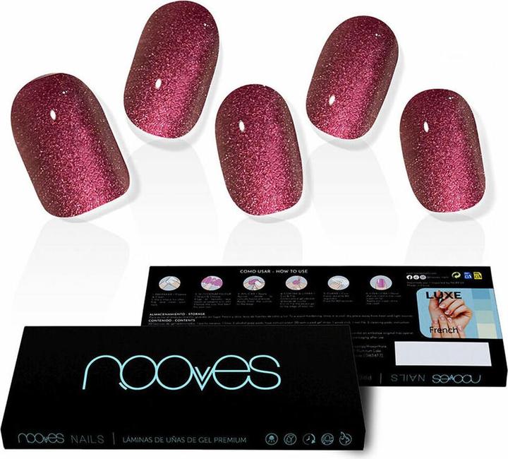 Immagine prodotto Nooves Foglietti per unghie in gel glitterato Ruby Claret Premium 20 pezzi (Unghie artificiali)