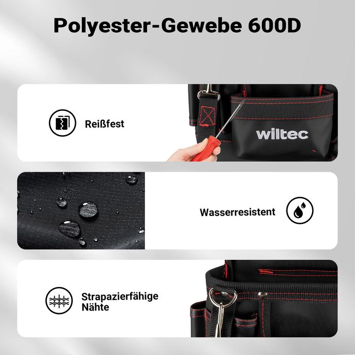 Produktbild Wiltec Werkzeuggürteltasche 24x28cm Gürteltasche 7 Fächer Werkzeug Tasche (7 Teile)
