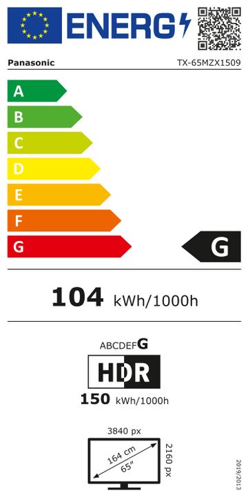 Etichetta energetica Panasonic TX-65MZX1509 (65", OLED, 4K)
