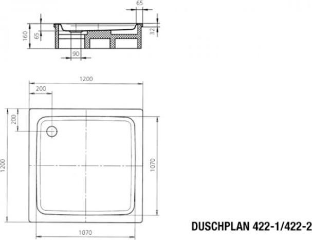 Produktbild Kaldewei Duschplan 422-2 120x120cm mit Styroporträger