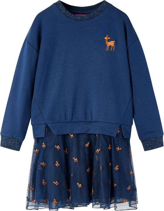 VidaXL Kinderkleid mit Langen Ärmeln Marineblau 140,Material: 95 (140)