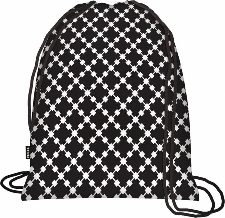 Ecozz Faltbarer Öko-Rucksack, Quadrate Schwarz (15 l)