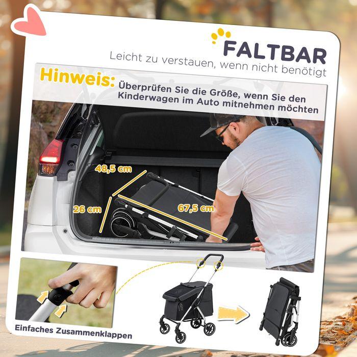 Image du produit Swisshandel24 Hundewagen Hundebuggy klappbar für Hunde & Katzen bis 10 kg Katzenbuggy, grau (Chat, Chien, Pliable, Lavable, Respirant)