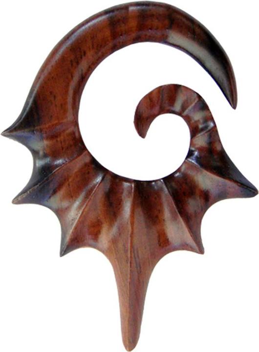Star Piercing Ohrgewicht Spirale Fledermausflügel aus Narra Holz (ohne Messing, Organisch)