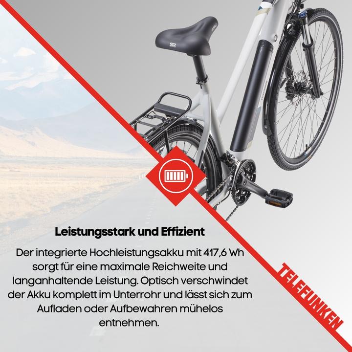 Actual product image Telefunken Trekking E-Bike Expedition XC940, Wheel size 28 ", Warranty 24 month(s), White/Black (50 cm)