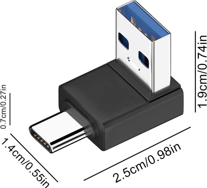 Produktbild PowerGuard USB-A zu USB-C 90 Grad Winkel nach unten Adapter (male/male) (USB 3.1)