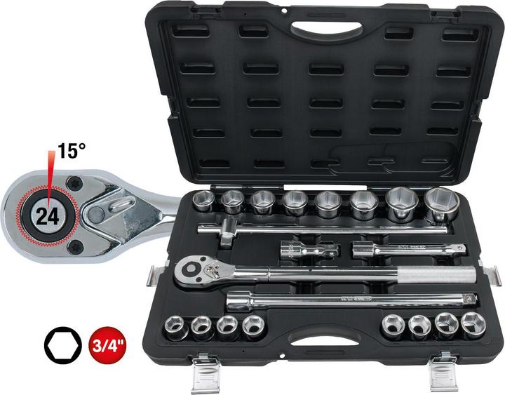 Produktbild KS Tools Steckschlüssel- Satz (19 mm, 21 mm, 22 mm, 23 mm, 24 mm, 26 mm, 27 mm, 29 mm, 30 mm, 32 mm, 35 mm, 36 mm, 38 mm, 41 mm, 46 mm, 50 mm)
