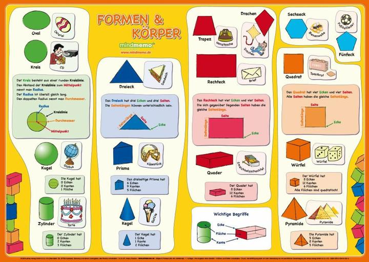 Actual product image mindmemo learning poster - Shapes & Bodies -