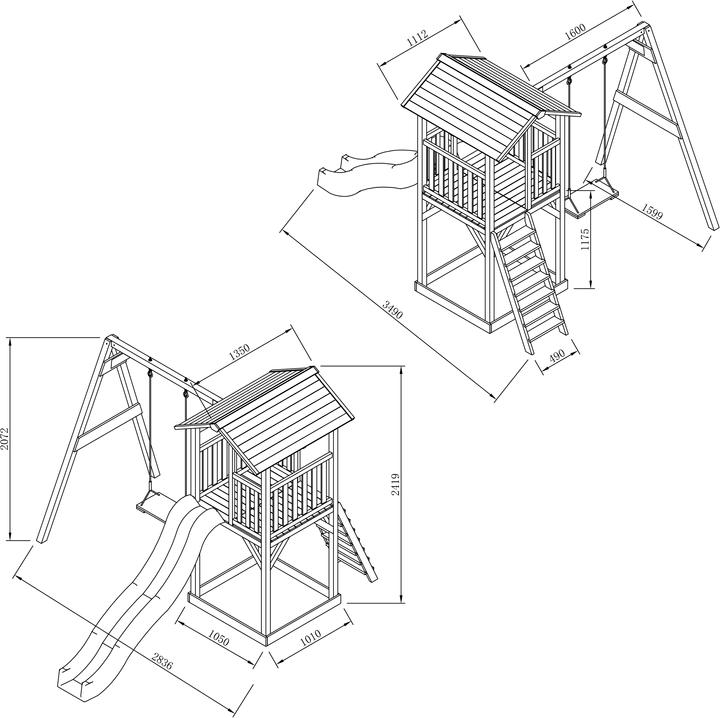 Image du produit Axi Beach Tower Tour de jeux avec balançoire simple - Toboggan gris
