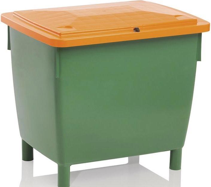 Produktbild Craemer Streugutbehälter L945xB725xH930 mm 400 l HD-PE grün/orange ohne Entnahmerutsche