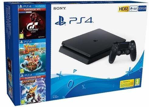 Produktbild Sony PlayStation 4 Slim 500 GB + Tadeo Jones + Ratchet & Clank + Gran Turismo Sport