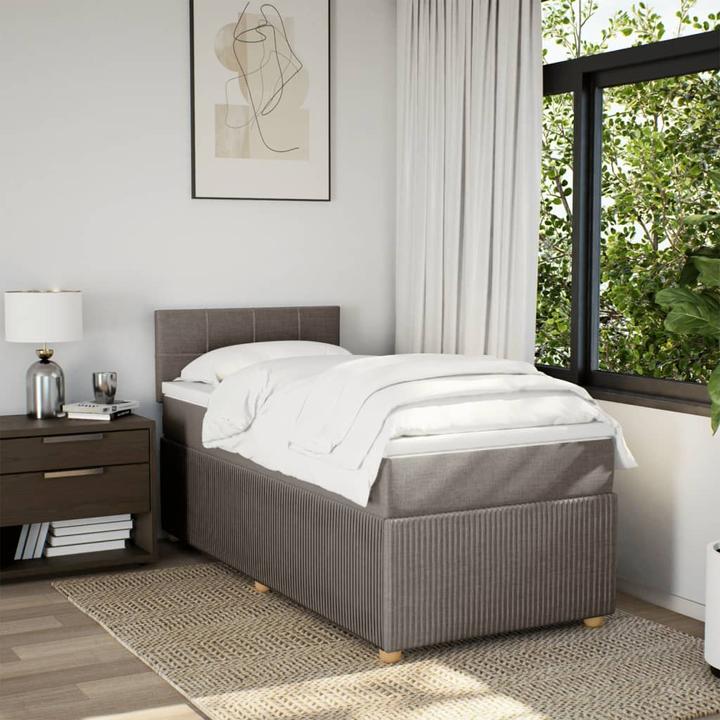 Produktbild VidaXL Boxspringbett Polsterbett Bett Einzelbett Matratze Taupe 80x200cm Stoff (80 x 200 cm, 80 x 200 cm)