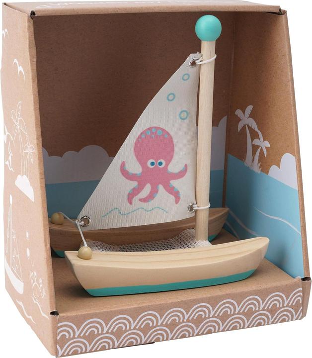 Image du produit Activity Board Giftware Little Wooden Catamaran Sailing Boat, temps de bain jouer bateau flottant, baignoire et