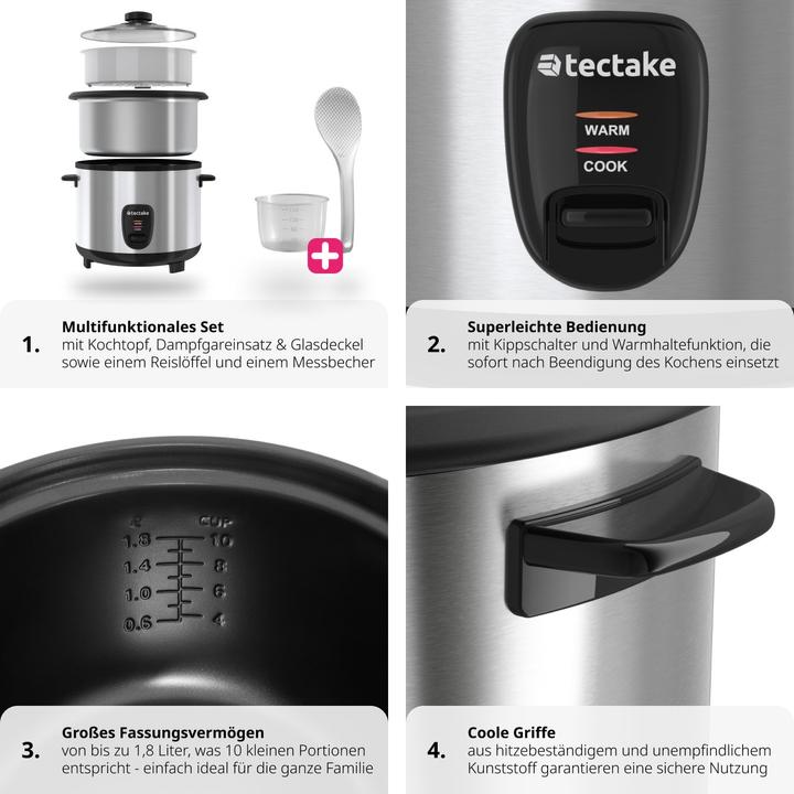 Produktbild tectake Reiskocher mit Dampfgareinsatz