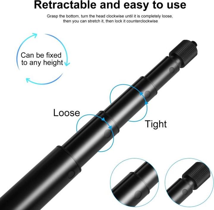 Image du produit Puluz 2m Metal Selfie Stick Monopod for Insta360 One RS / X2 / X3 / X4 (Black) (X4, One RS, X2, x3)