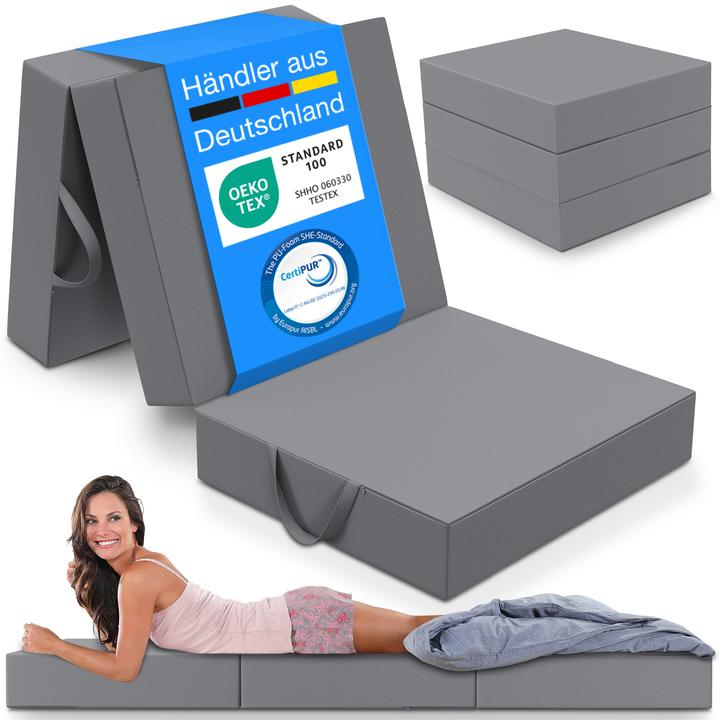 Produktbild Bestschlaf Klappmatratze, 3-teilige Faltmatratze, Reisebett, Gästematratze (90 x 200 cm, Schaumstoffkern)