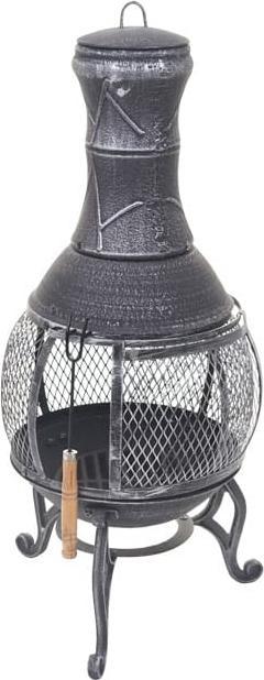 Actual product image Swisshandel24 Terrassenofen, Feuerstelle Terrassenkamin Gartenkamin Gartenofen, Gusseisen 11,7kg 91x42x42cm