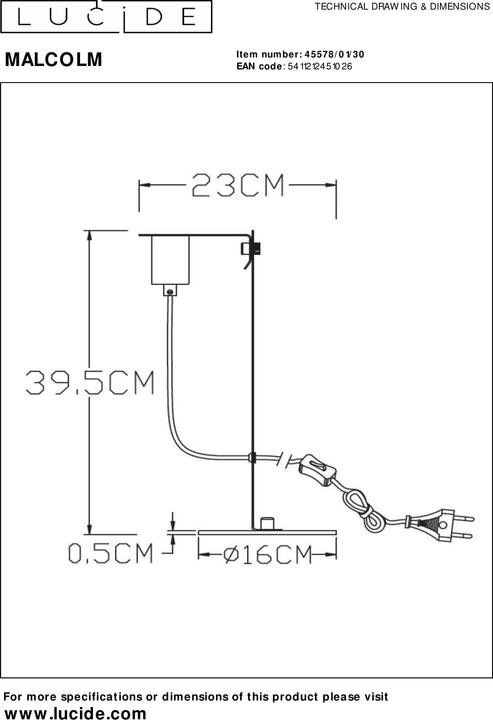 Image du produit Lucide Malcolm (E27)