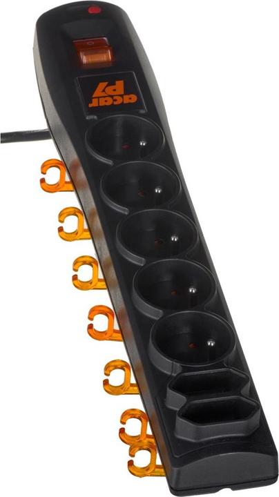 Productafbeelding Acar Listwa zasilająca P7 przeciwprzepięciowa 7 gniazd 5 m czarna (W0116) (7 x, 5 m)