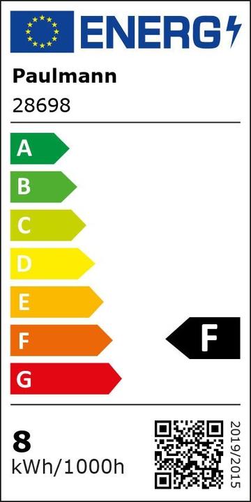 Label énergétique Paulmann Lampe à usage général (E27, 7.50 W, 806 lm, 1 x, F)