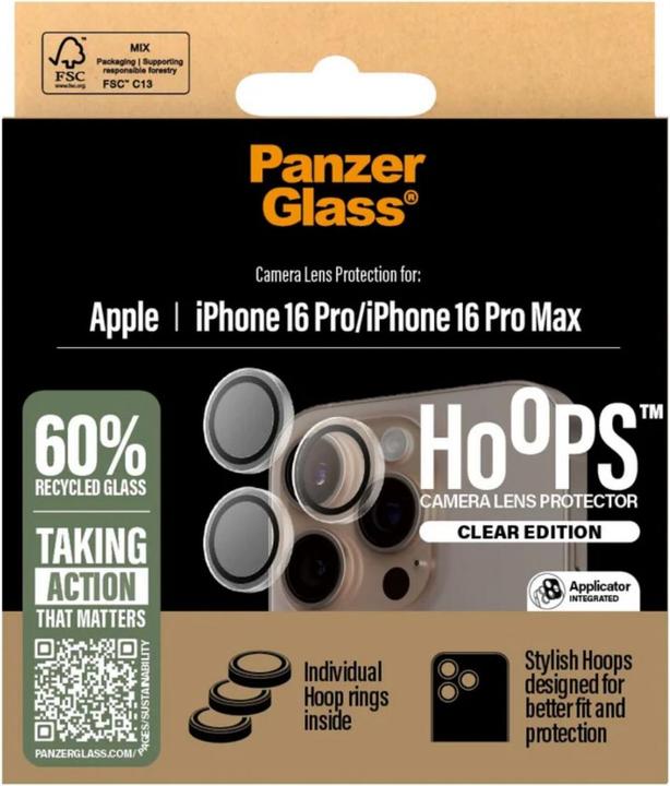Image du produit PanzerGlass Hoops Protecteur de lentille transparent pour iPhone '24 6.3" Pro/ 6.9" Pro (1 pièce(s), Apple iPhone 16 Pro)