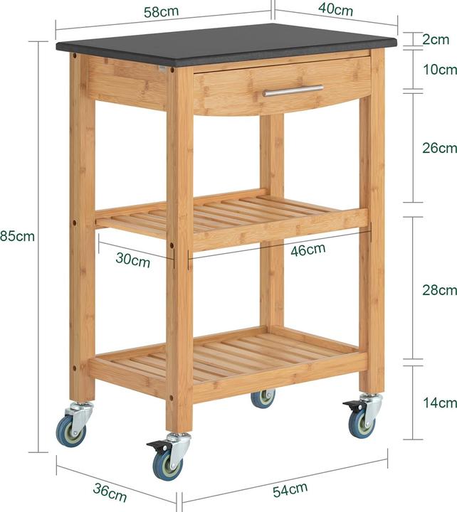 Produktbild SoBuy Küchenwagen mit Granitarbeitsplatte