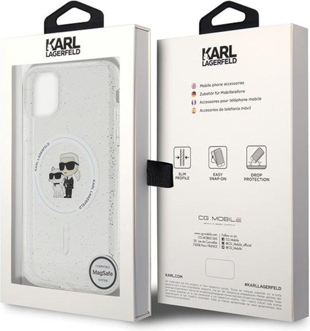 Actual product image Karl Lagerfeld KLHMN61HGKCNOT iPhone 11 / Xr 6.1" transparent hardcase Karl&Choupette Glitter MagSaf (Apple iPhone 11, Apple iPhone XR)
