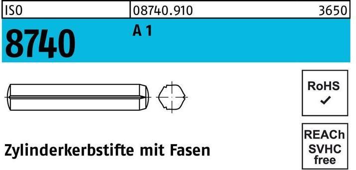 Produktbild Zylinderkerbstift ISO 8740 m.Fasen 8 x 45 A 1 ISO 8740