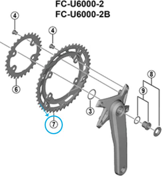 Image du produit Shimano Plateau de pédalier CUES FC-U6000-2 46 Z BN (46)