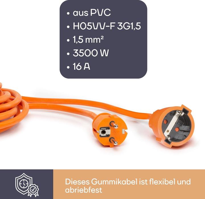 Produktbild Perel VERL?NGERUNGSKABEL - 40 m - ORANGE - 3G1.5 - SCHUTZKONTAKT (DEUTSCHES SYSTEM) (40 m)