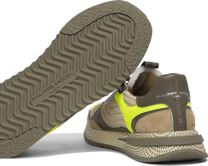 Immagine prodotto Philippe Model olympique sneakers in leather and fabric color military green and yellow (43)