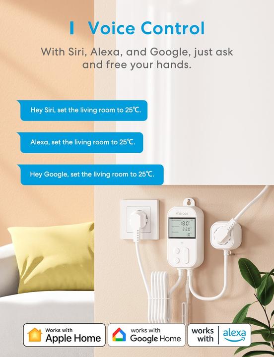 Productafbeelding Meross SMART HOME WI-FI THERMOSTAT/HEAT.&COOLING MTS200BHK