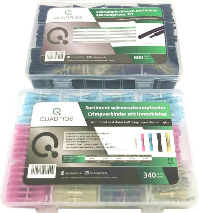 Actual product image Quadrios Butt connector set shrink crimp connector and shrink tubing 1140 parts