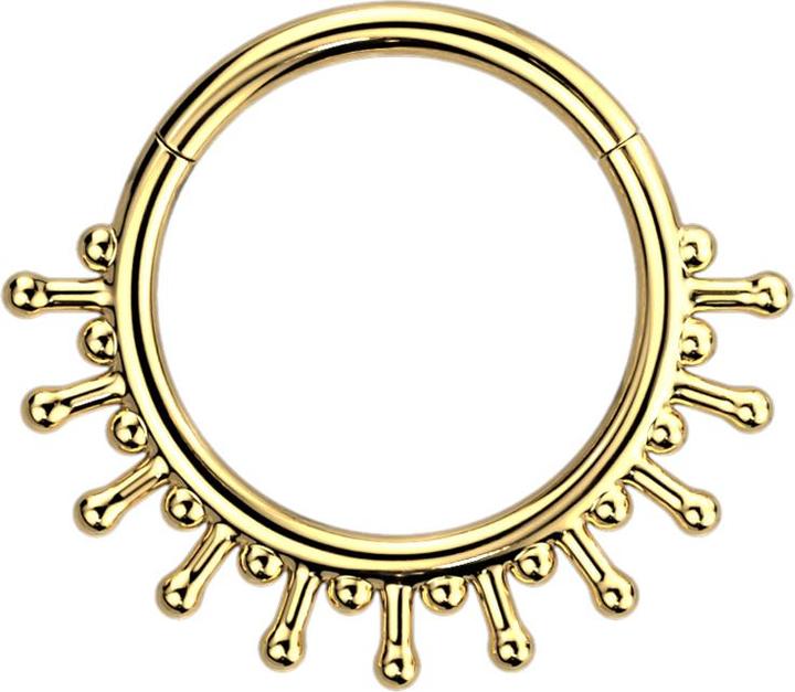 Produktbild Star Piercing Micro Segmentring klappbar vergoldet elf Kugel auf Stab (ohne Messing, Chirurgenstahl 316L)