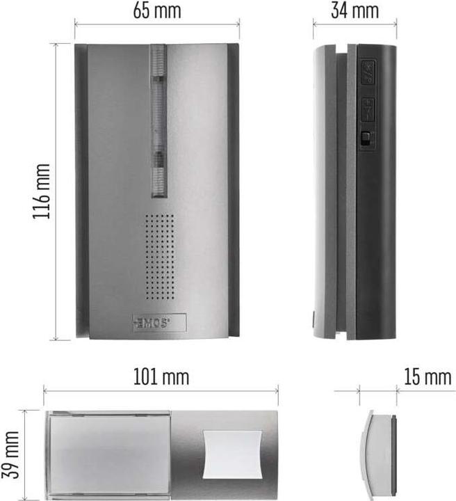 Immagine prodotto Emos Campanello senza fili P5763 per 3x AA, estensione del segnale (Funk)