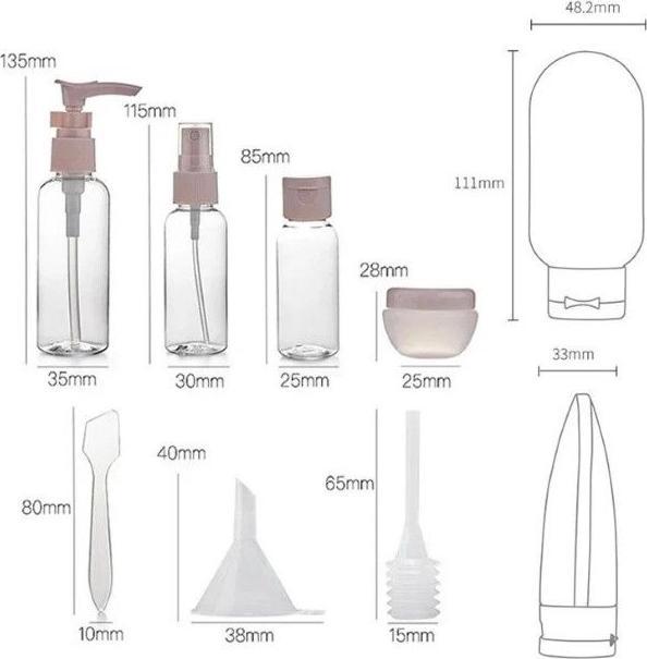 MU Style Reiseflaschen Set 11 Teilig (Flüssigkeitsbeutel)