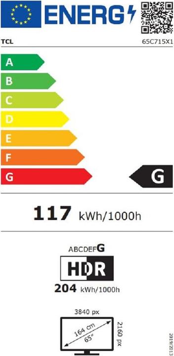 Energy Label TCL 65C715 (65", C715, QLED, 4K, 2020)