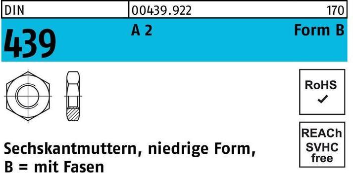 Produktbild Sechskantmutter DIN 439 Form B BM 5 A 2 (M5)