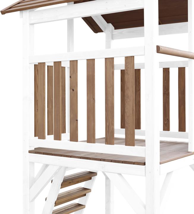 Produktbild Axi Beach Tower Spielturm mit Doppelschaukel Braun/weiss - weisse Rutsche
