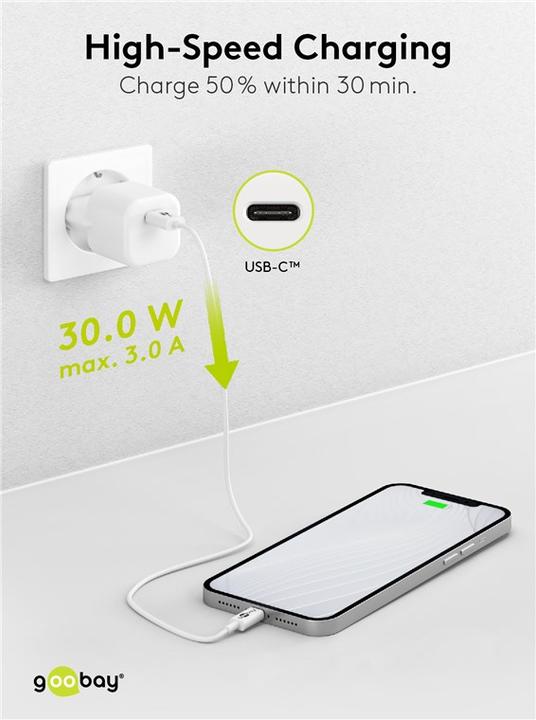 Produktbild Goobay USB-C Nano Schnellladegerät mit GaN Technologie (30 W)