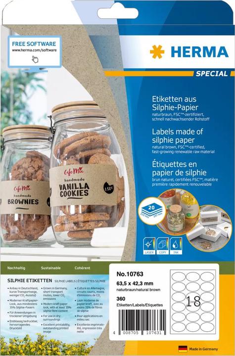 Produktbild HERMA Graspapier Etiketten A4
