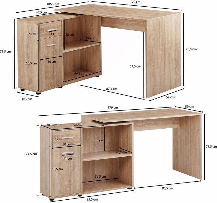 Produktbild Wohnling Eckschreibtisch (120 x 107 x 75 cm)