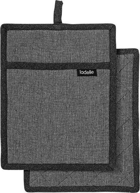 Actual product image Ladelle Set of 2 recycled pot holders Eco anthracite 19 x 24 cm (Recycled cotton & polyester)