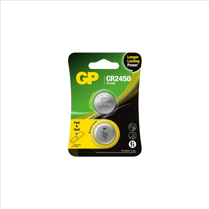 Image du produit GP Batteries GP Coin cell battery CR2450 3V Safety Seal - 2pack (2 pcs, CR2450)